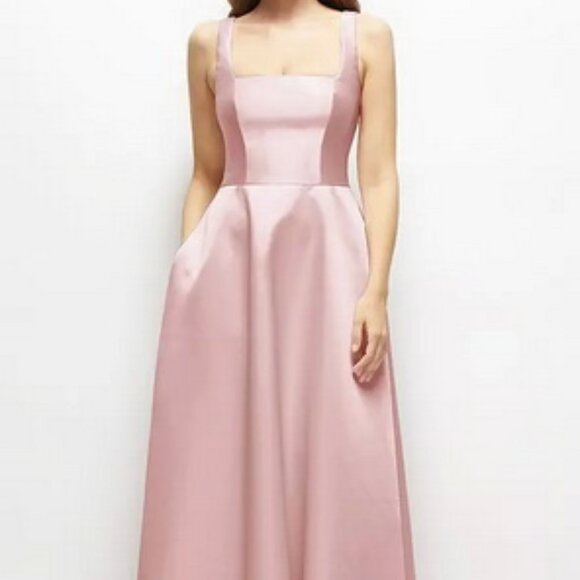 Dessy Collection Ballet Pink Sleeveless Satin Gown 3153 - Picture 1 of 6